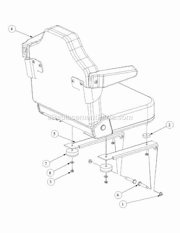 Seat Assembly Diagram and Parts List for M48-HN 53BB5E6V750 Cub Cadet Sprayer